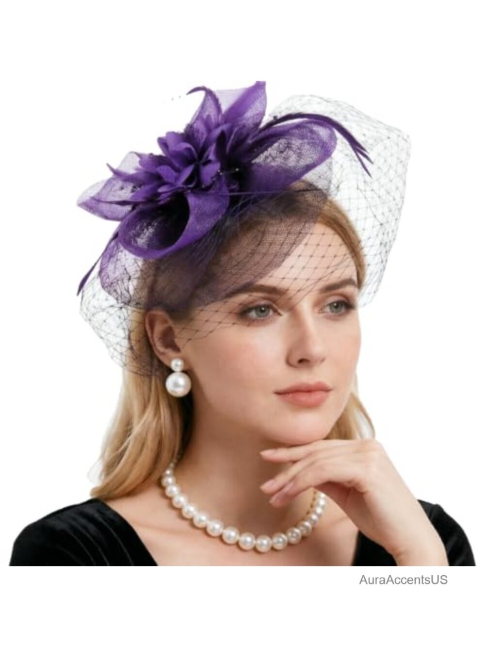Vintage Mesh Feather Fascinator Tea Party Pillbox Hat Headband